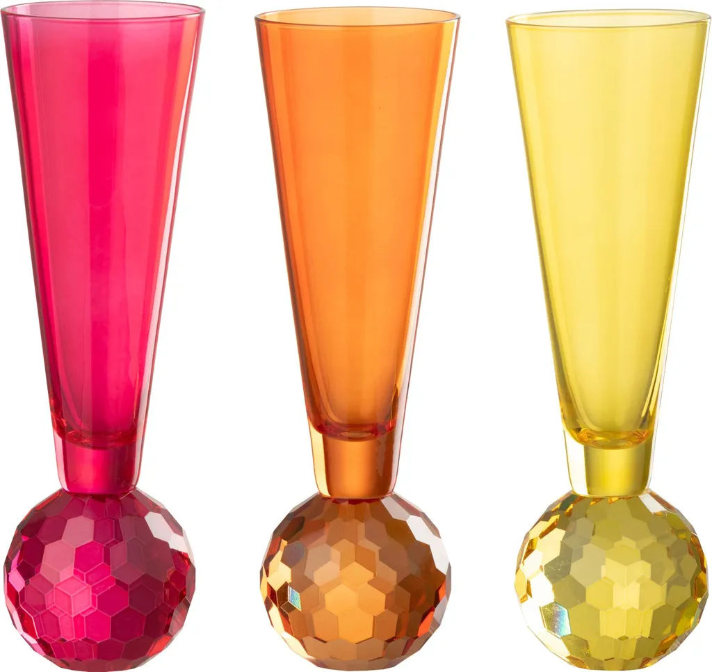 Flûtes à champagne en verre coloré design bulles pour table festive x3
