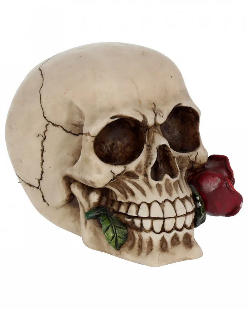 Tête de Mort Rose from the Dead en Résine : Détails Faits Main 15cm