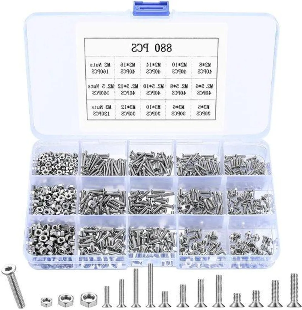Coffret de Boulonnerie Métrique M2 à M3 en Inox pour Micro Mécanique