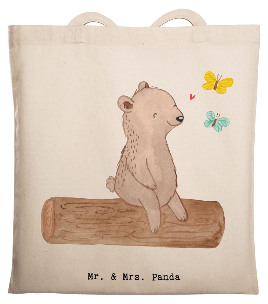 Mr. & Mrs. Panda Jutetasche Bär Naturliebhaber - Transparent - Geschenk, Tote Bag, Jutebeutel, Nature Lover, Wandern, Tasche, Schultasche, Outdoor...