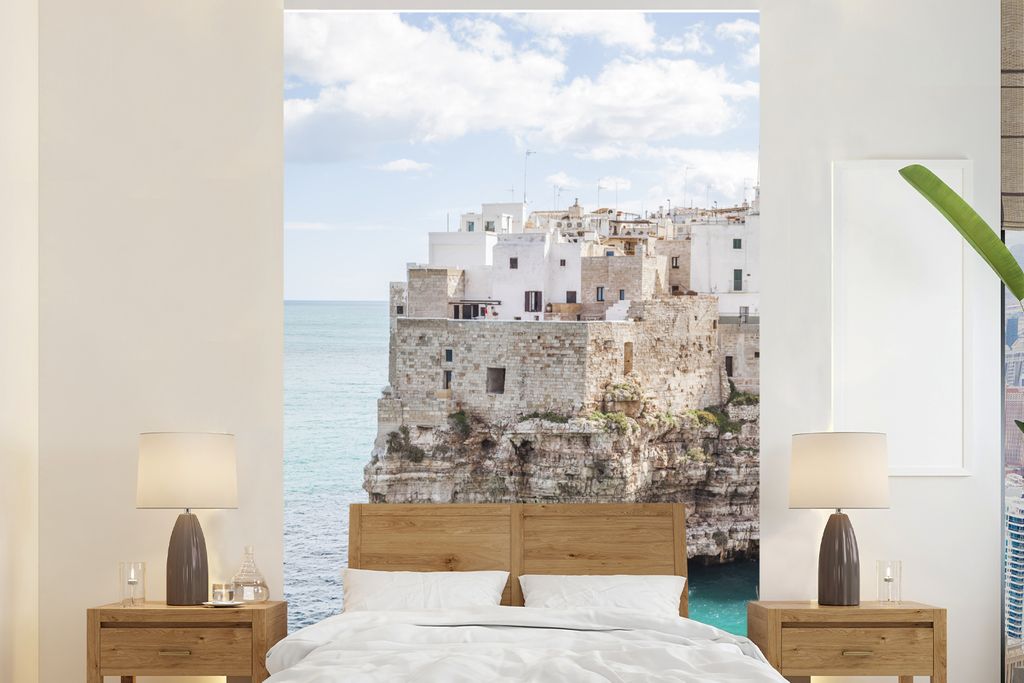 MuchoWow Fototapete für Wohnzimmer oder Schlafzimmer Wandtapete Vinyl Motivtapete Italien - Küste - Felsen - 200x300 cm - Wanddekorationen
