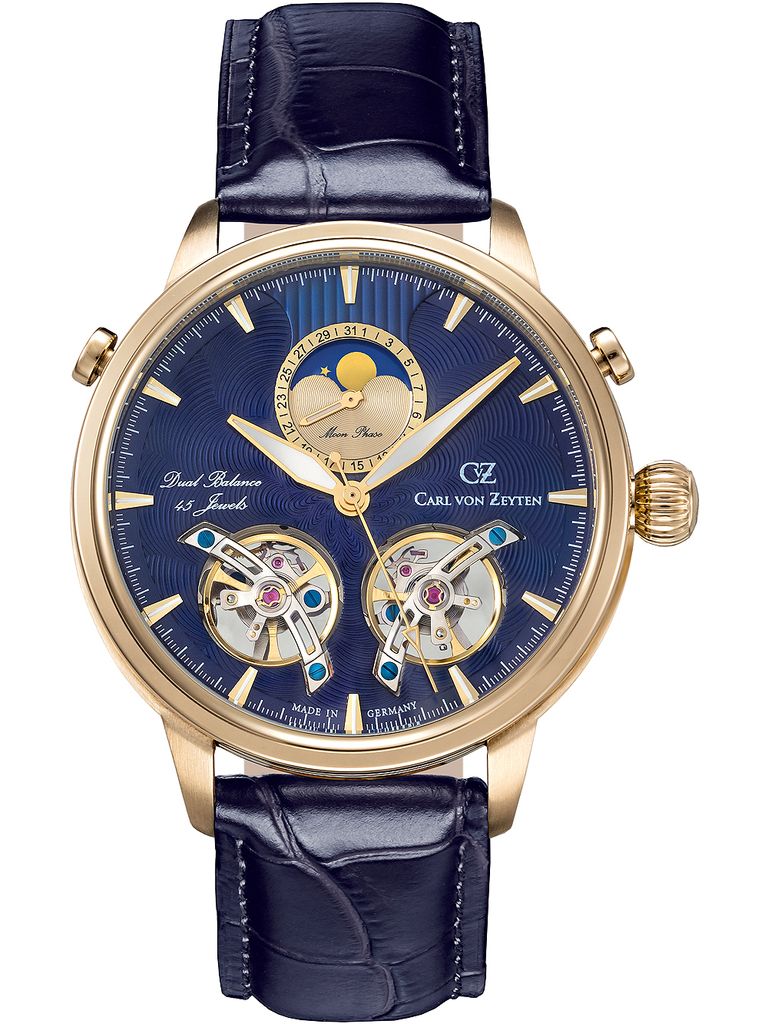 Carl von Zeyten CVZ0060GBLS Durbach Mondphase Automatik Herrenuhr 45mm 5ATM