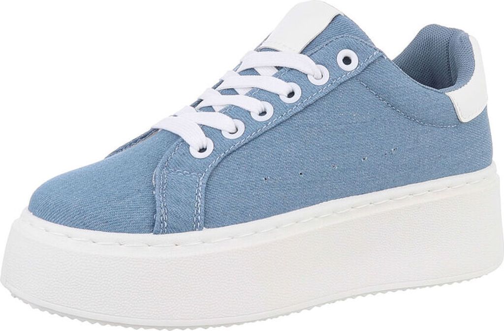 Ital-Design Damen Freizeitschuhe Textiloptik Sneakers Low 87531723 Blau Gr. 37