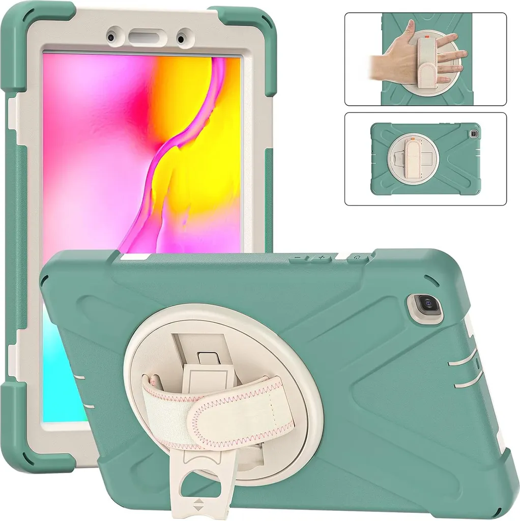 Custodia per Samsung Galaxy Tab A 8.0 con supporto e tracolla verde