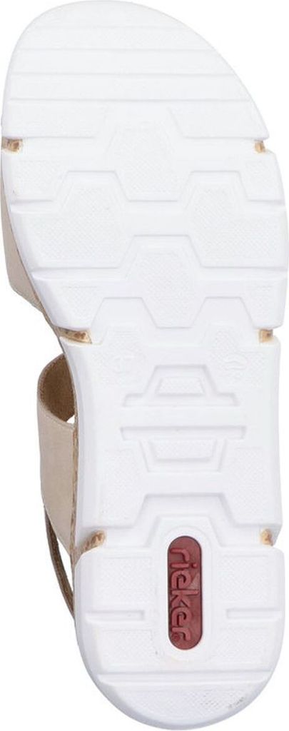 Rieker Damen Sandale Klettverschluss Plateau Keilabsatz sportlich V2366, Größe:37 EU, Farbe:Beige