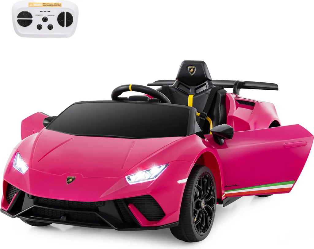 Voiture électrique enfants Lamborghini rose 12V avec musique et LED