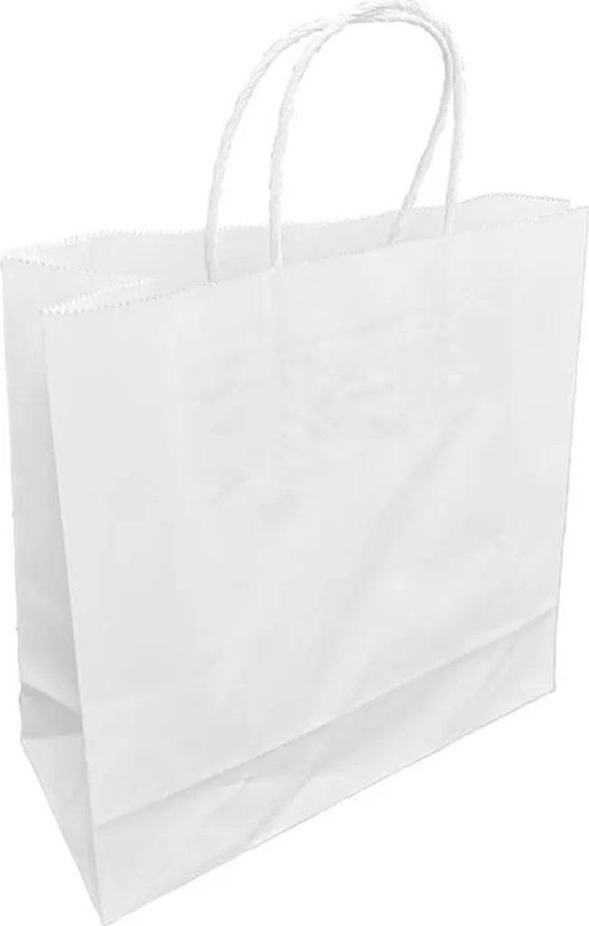 Sac en papier blanc recyclable Fiesta petit format poignée torsadée x250