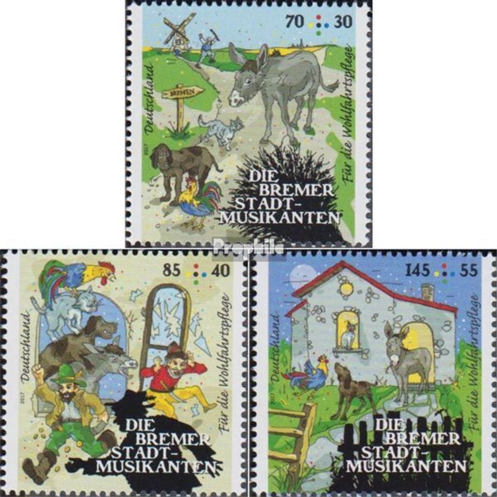 Briefmarken BRD (BR.Deutschland) 2017 Mi 3282-3284 (kompl.Ausg.) gestempelt Grimms Märchen