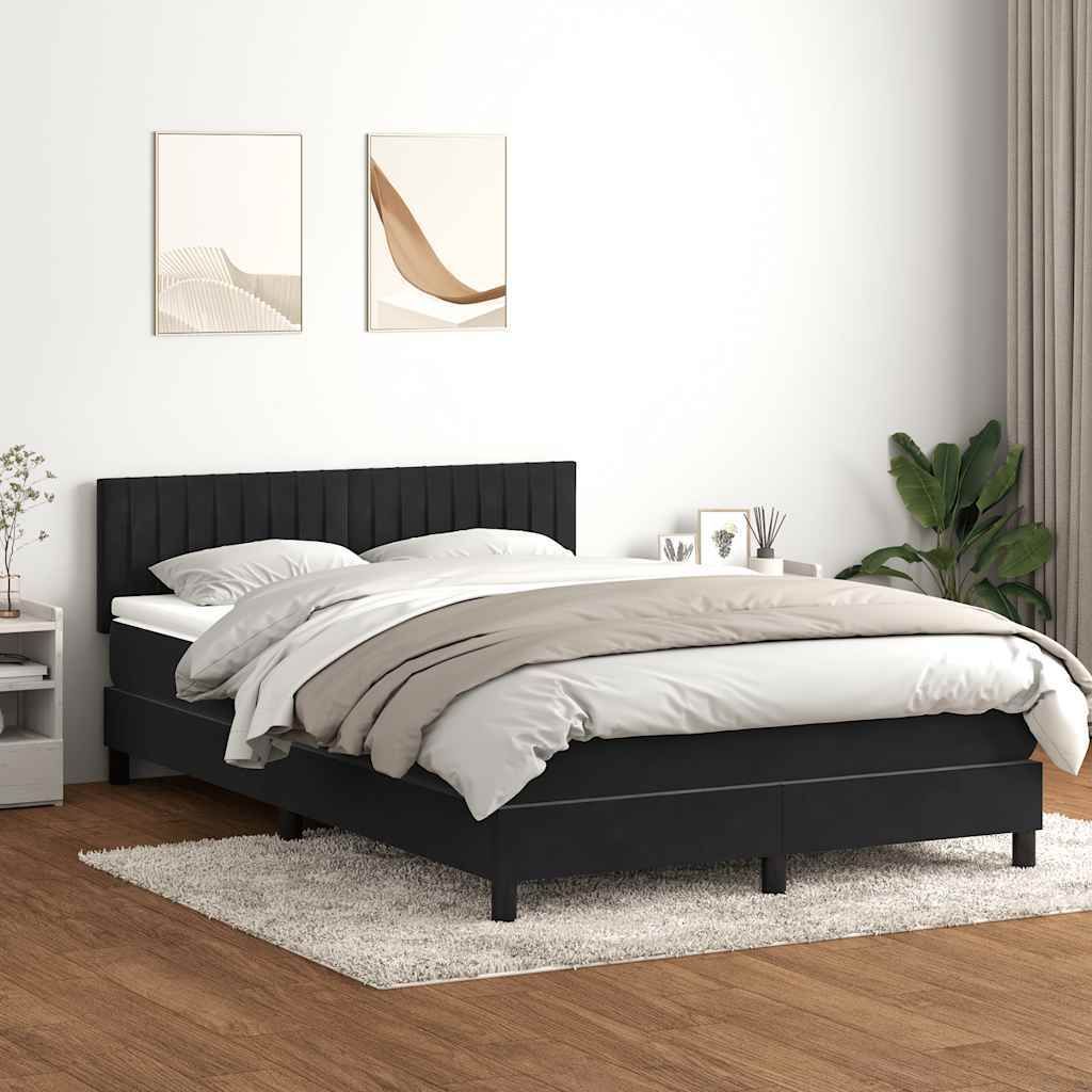 "Rabatt" Boxspringbett mit Matratze - 2 Personen - Strapazierfähiger Stoff - & LED Schwarz 160x210 cm Samt - Klassische Betten CC11579