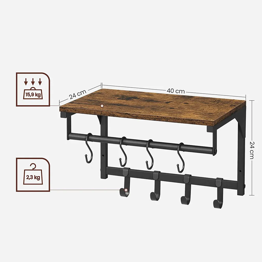 Etagère de rangement murale 40 cm LOFT - Support tablette style usine