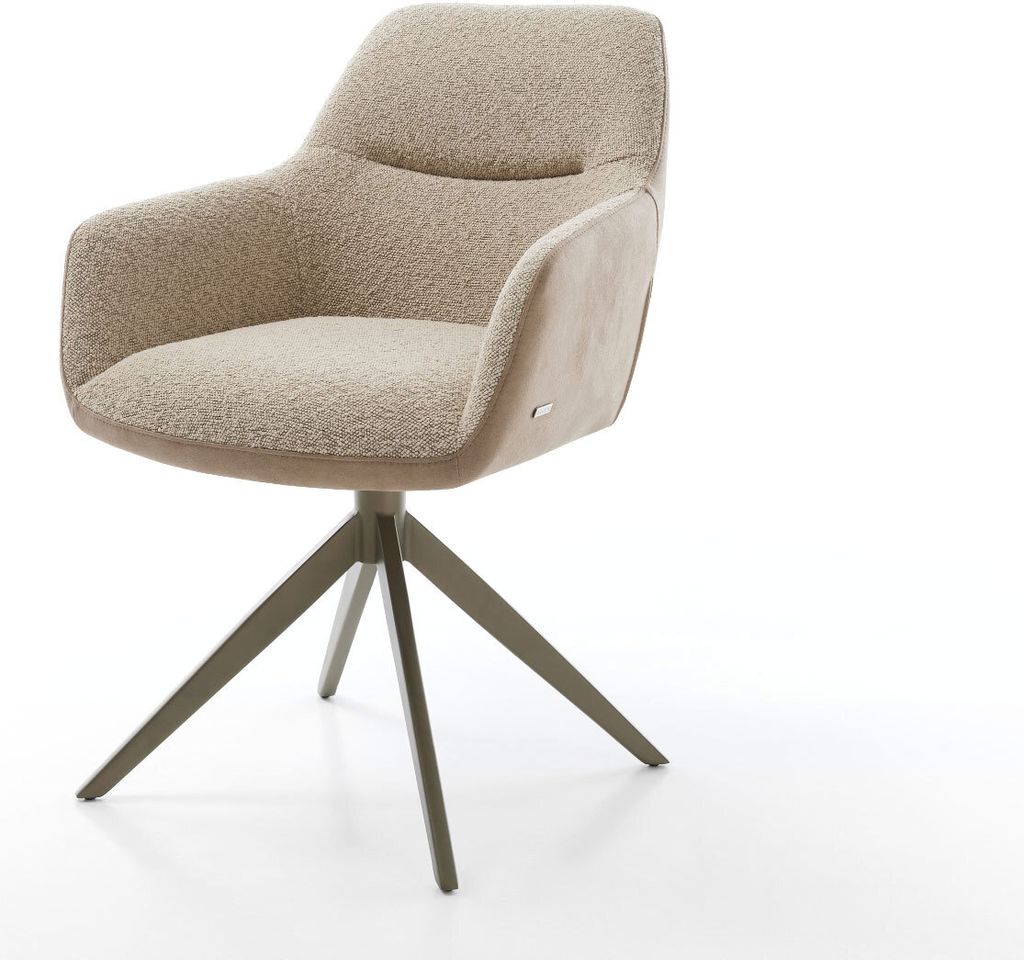 DELIFE Drehstuhl Pejo-Flex Materialmix Schlamm Kreuzgestell breit Effektfinish Titan 360° drehbar Taschenfederkern