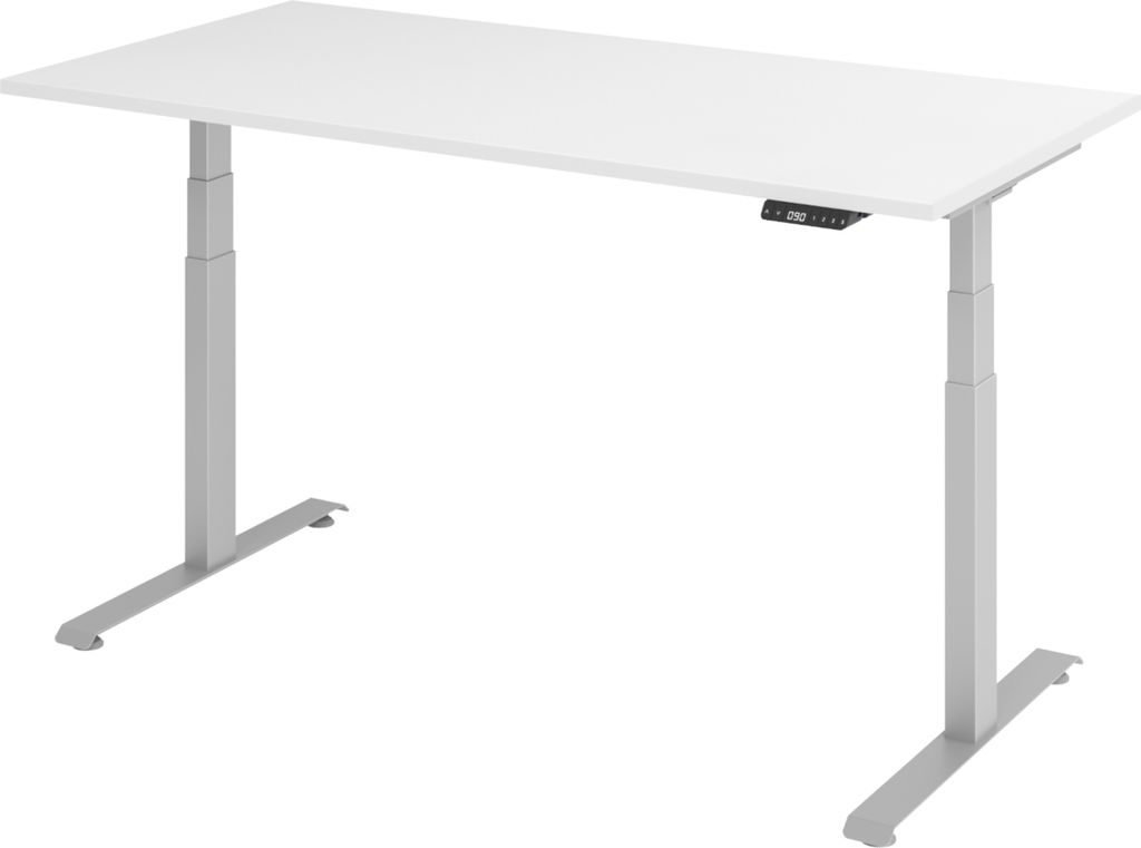 bümö Schreibtisch elektrisch Lite - Nachbildung: Weiß, Gestell: Silber, Größe: 160 x 80 cm