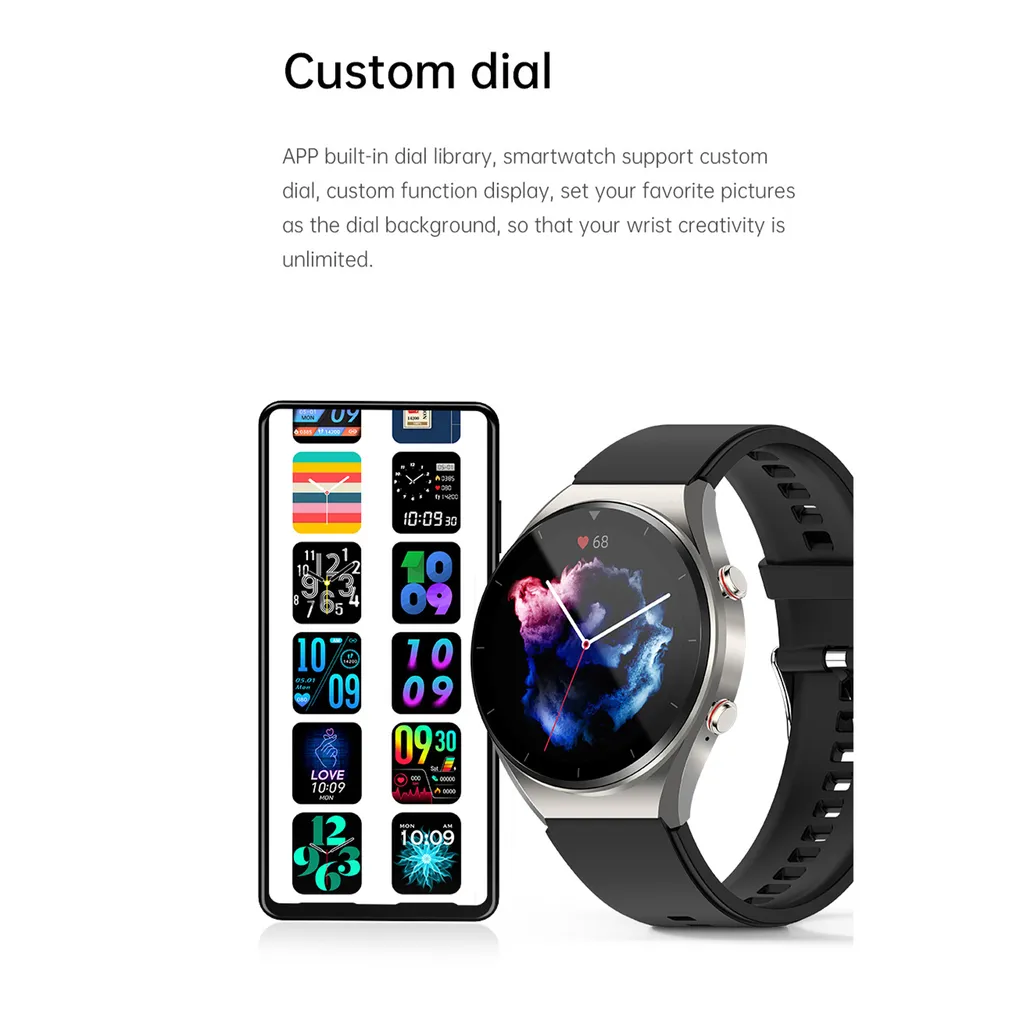Montre connectée E09 écran 1,39'' noir avec appels Bluetooth intégrés - 4