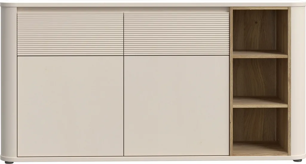 Enfilade BREATHTAKER chêne et sable 160cm avec 2 portes et tiroirs
