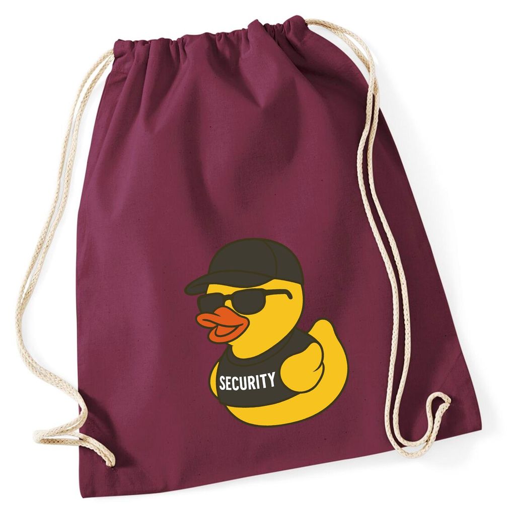 Huuraa Turnbeutel Quietscheente Security Comic Gummiente 12 Liter Burgundy Baumwolle Rucksack Geschenkidee