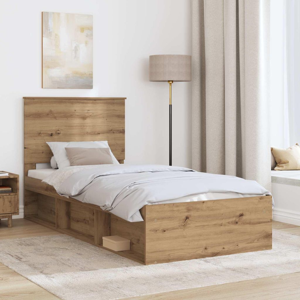 (Robust Möbel) Bettrahmen Kunsthandwerk Eiche 75 x 190cm Massives Kiefernholz - CL183333 - Klassische BettenJugendbett Tagesbett