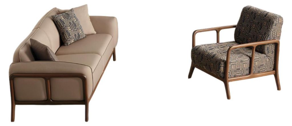 Beige Stillvolle Dreisitzer Couch Wohnzimmer Sitzmöbel Polster Sessel