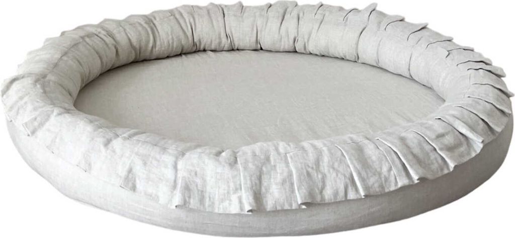 Monio for Kids - Naturfarbe Babyspielmatte Nestchen Leinen mit Abnehmbarem Bezug und Silikonfüllung Waschbar Weich Spielmatte Kinder Babyzimmer