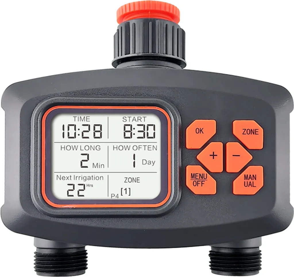 Minuterie d'arrosage double sortie avec grand écran LCD pour le jardin