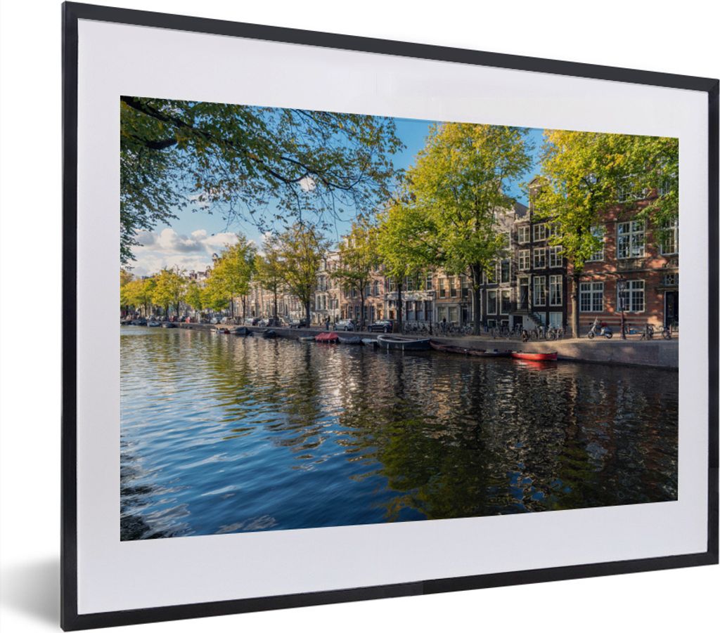 MuchoWow MuchoWow Gerahmtes Poster Die Prinsengracht im Zentrum von Amsterdam 40x30 cm - Poster mit zchwarzem Bilderrahmen - Bilderrahmen - Pos...