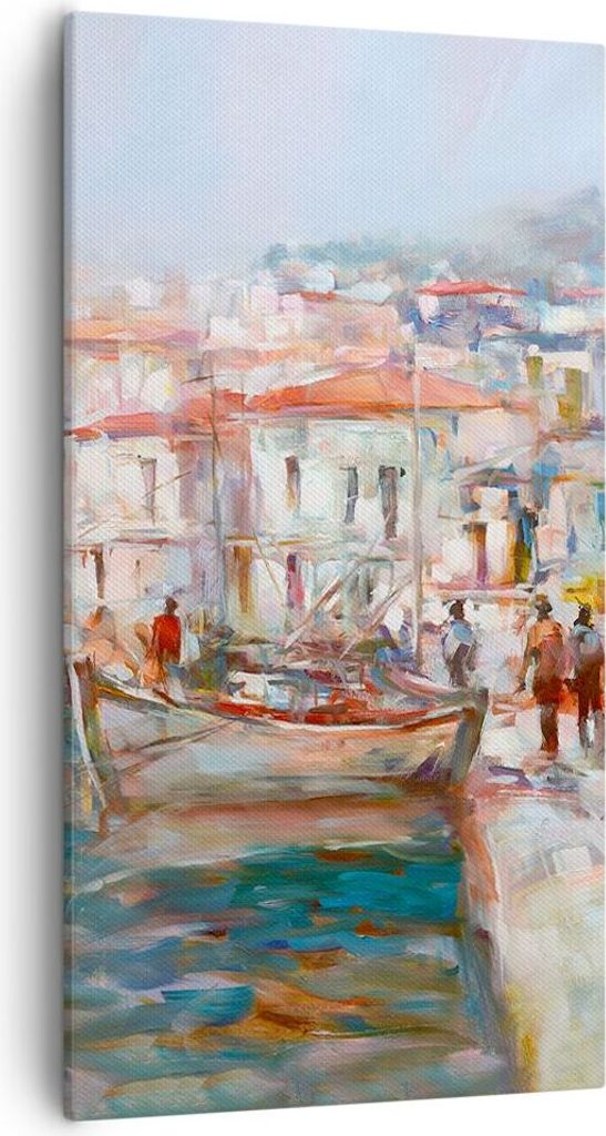 Bild auf Leinwand - Leinwandbild - Einteilig - Insel Boote Hafen - 55x100cm - Wand Bild - Wanddeko - Wandbilder - Leinwanddruck - Bilder - Wanddeko...