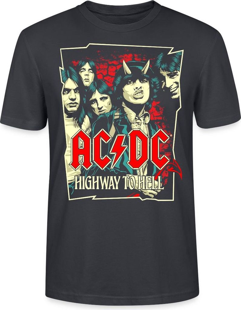 Spreadshirt AC/DC Bandlogo Bild Highway To Hell Album Uni Bio T-Shirt, 3XL, Dunkles Graublau