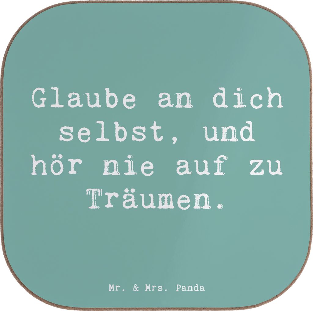 Mr. & Mrs. Panda Tassen Untersetzer Spruch Glaube an sich selbst - Meeresbrise - Geschenk, Selbstliebe, Coaster, Zitat, Tischschoner, Gläser, Gef...