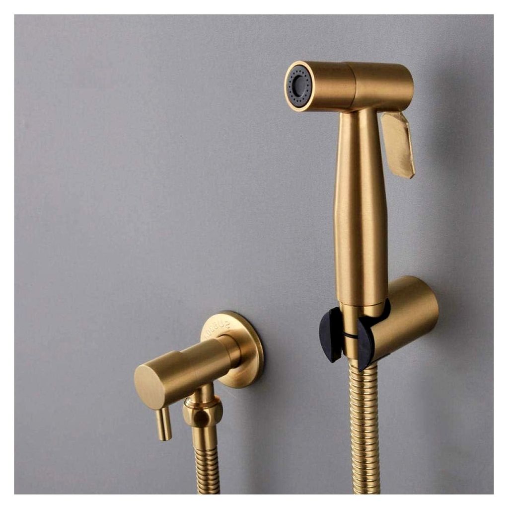 Handsprüher-Kit Handsprüher-Kit-SUS304 Toilettensprüher-Set, Winkelventil-Spritzpistole aus gebürstetem Gold