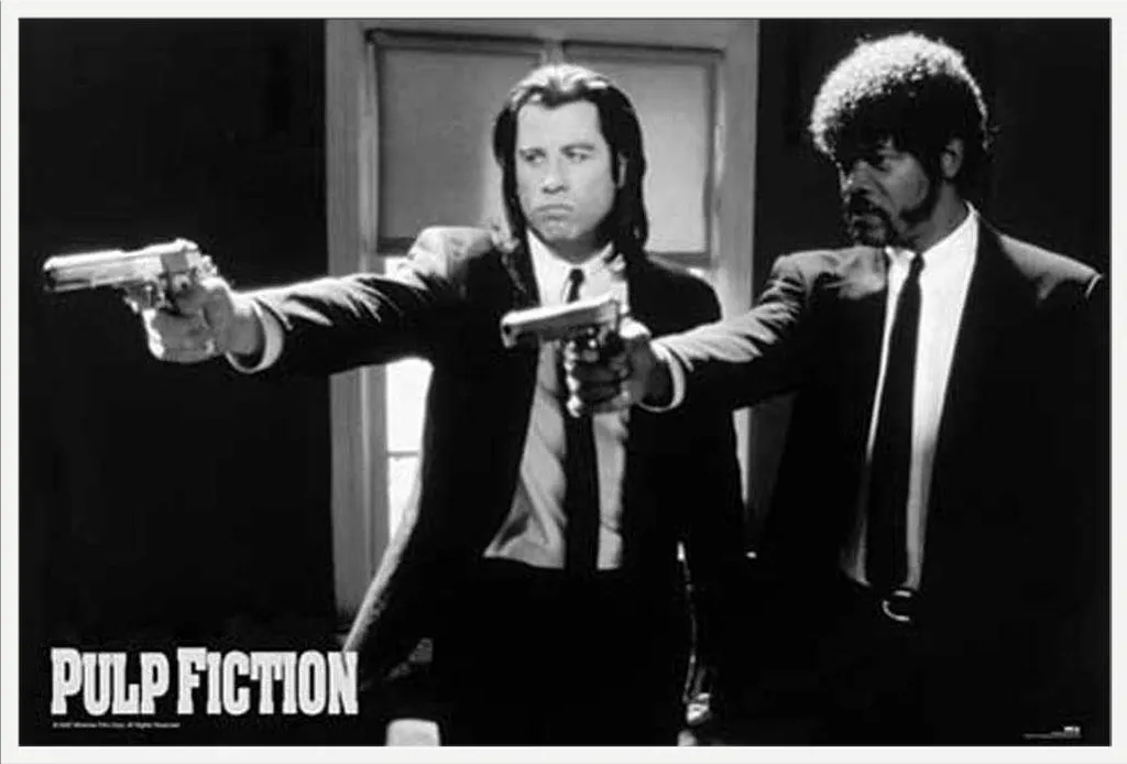 Pulp Fiction Affiche Armes Cadre Blanc Shinsuke Maxi Vitre Acrylique