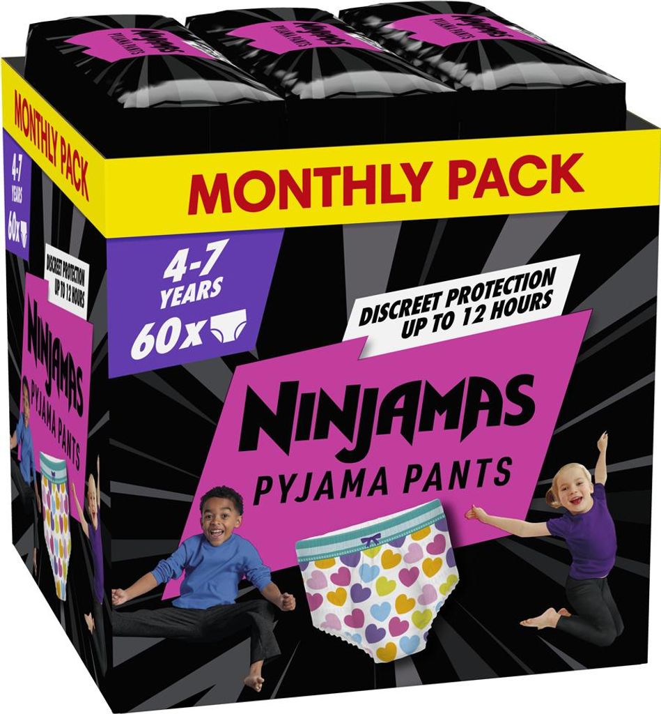 NINJAMAS Kalhotky plenkové Pyjama Pants Srdíčka, 60 ks, 7 Obrázek produktu 