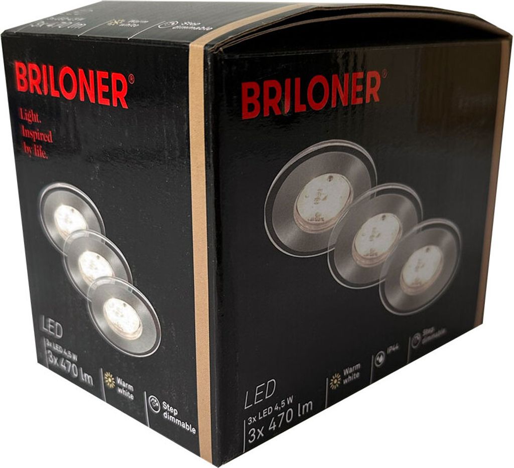 Briloner LED Einbauleuchten, matt-nickel 3er Set Produktbild 