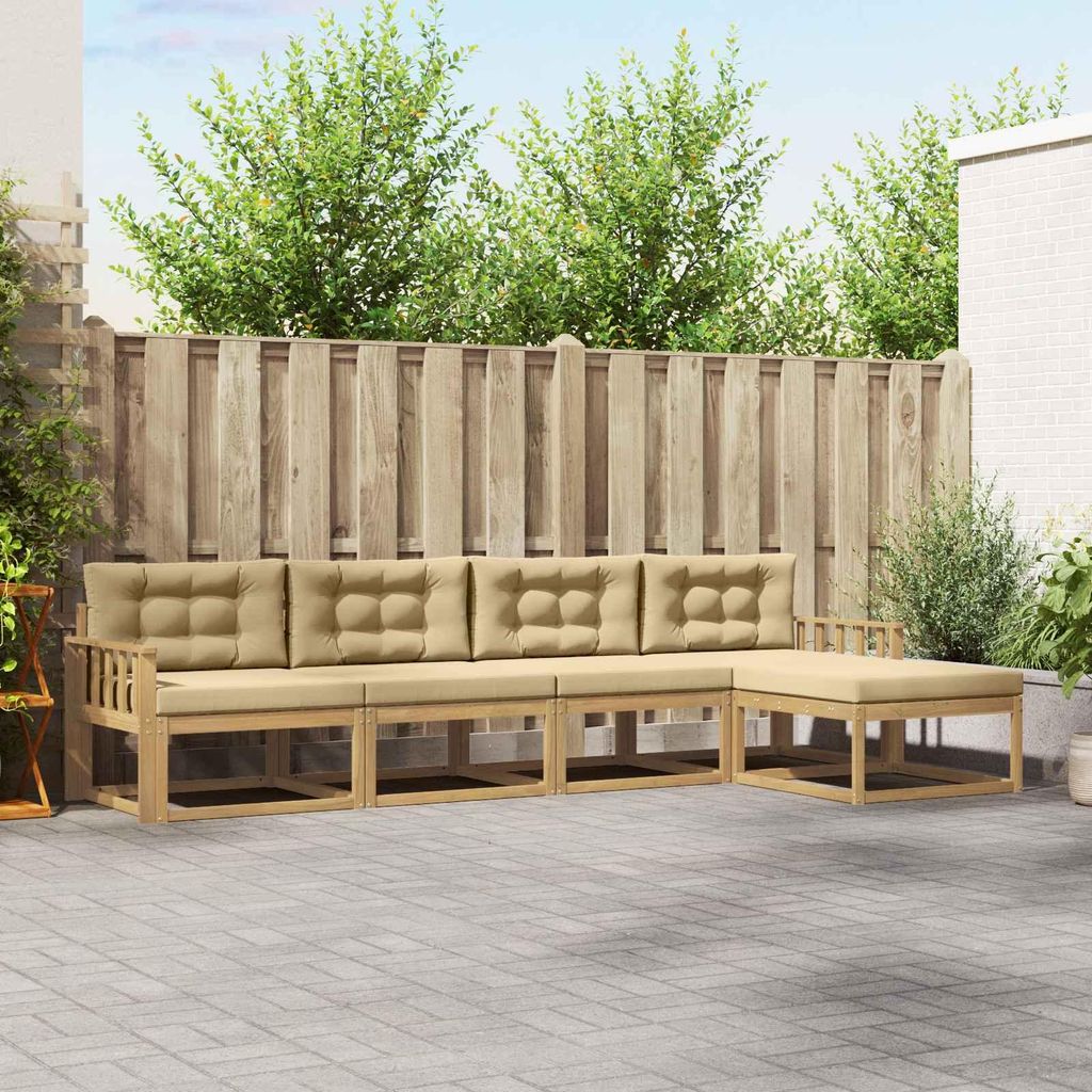 Möbel Outdoor-Sofagarnitur mit Kissen 4 pcs Weiß und Beige PolyesterGartensofas - Gartensofas c2533