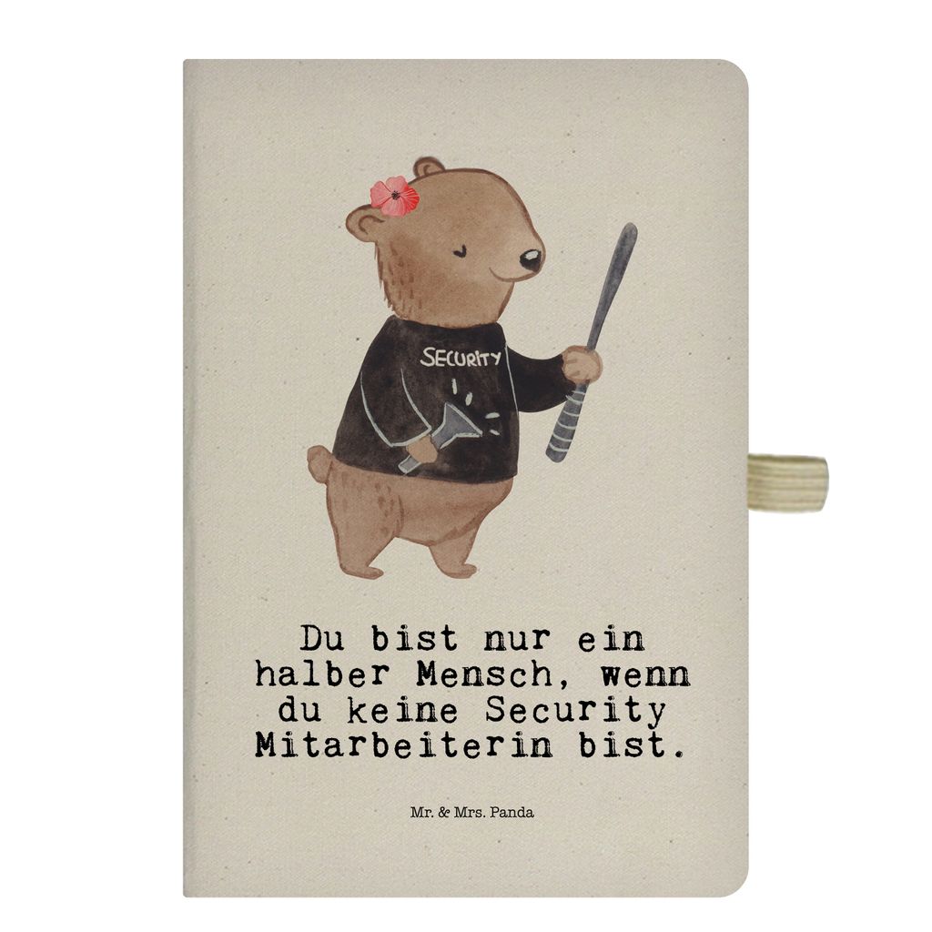 Mr. & Mrs. Panda Reisetagebuch Security Mitarbeiterin Herz - Transparent - Geschenk, Tagebuch, Journal, Skizzenbuch, notizbuch, Kladde, Schreibbuch