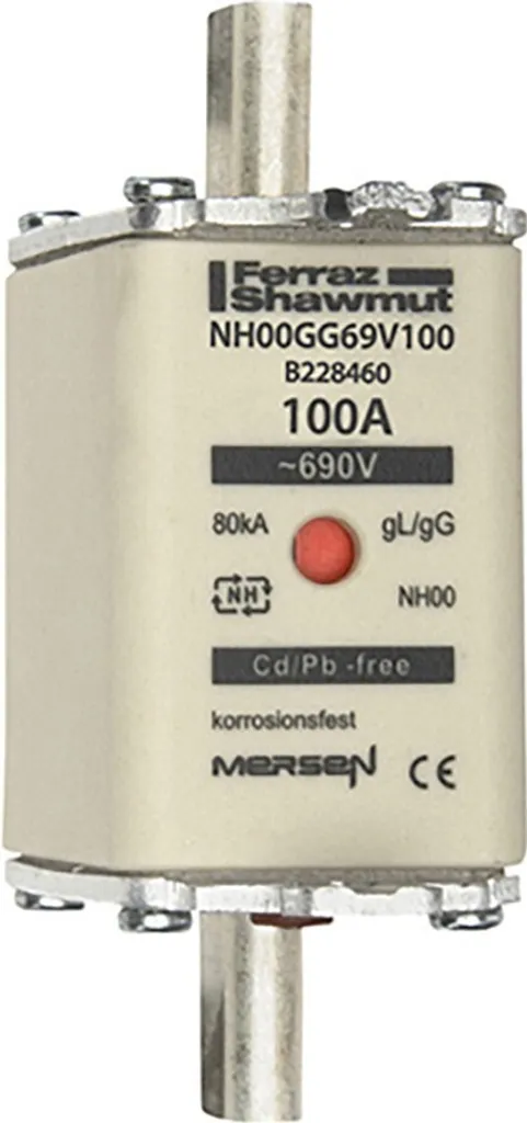 Protection Contre Court-circuit Fusible Mersen NH00 100A B228460 690V