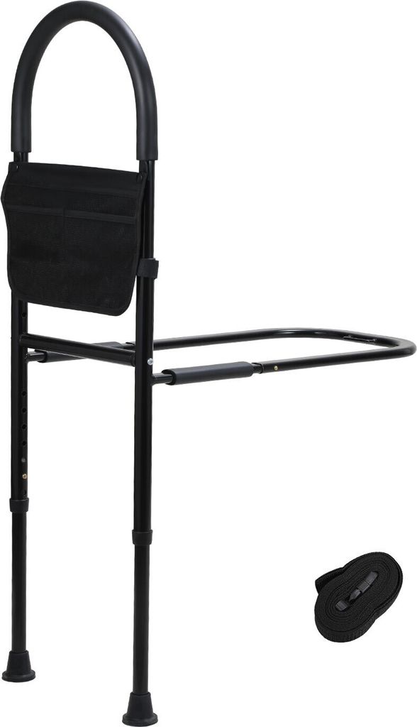 TolleTour Aufstehhilfe Bett Höhe Verstellbar Bettgitter für Ältere Sicherheit Bettgeländer mit Lagerung Tasche