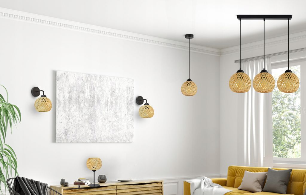 LUXOLAR Pendelleuchte Natural Bambus 3 flammig E27 60 W -