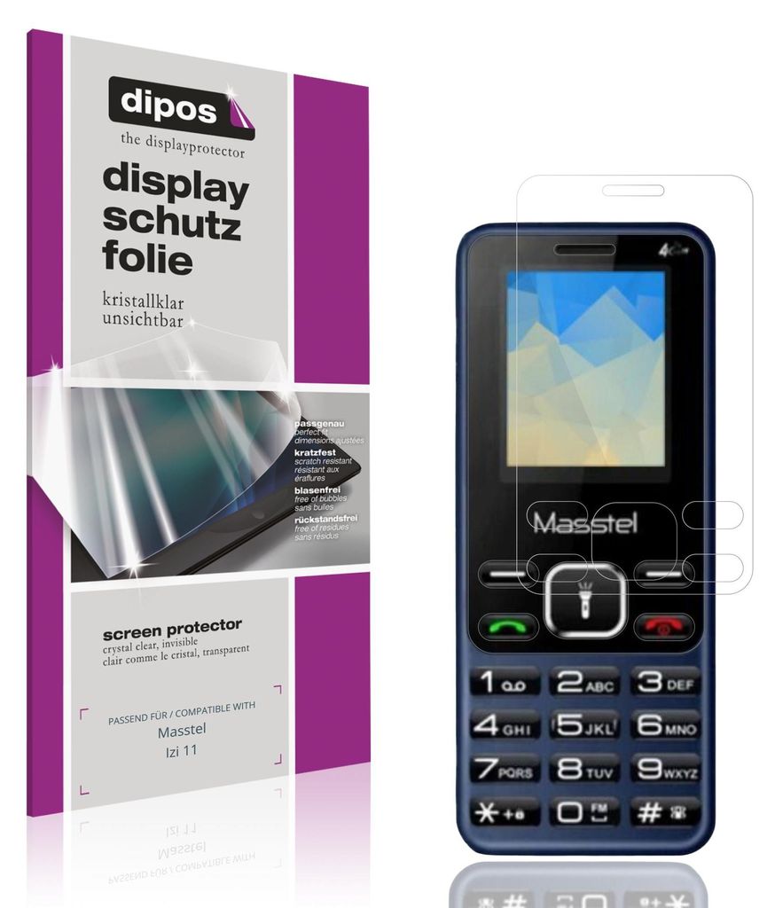 4x Schutzfolie für Masstel Izi 11 klar Displayschutzfolie Folie Display Schutz dipos