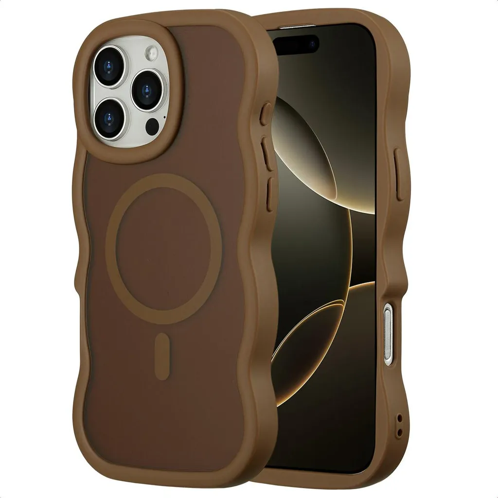 Selencia Wavy Backcover MagSafe iPhone 16 Pro Max - Mocha Brown Soft