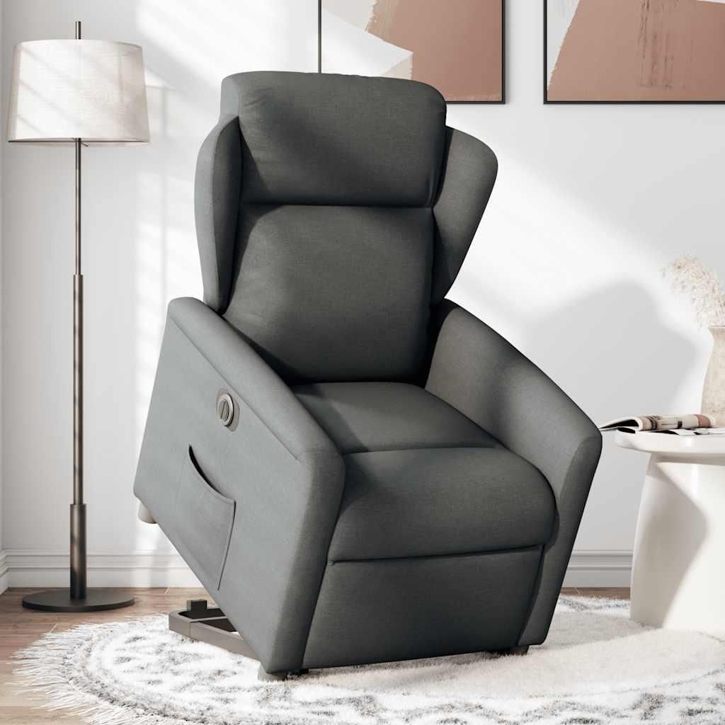 vidaXL Relaxsessel mit Aufstehhilfe Elektrisch Dunkelgrau Stoff