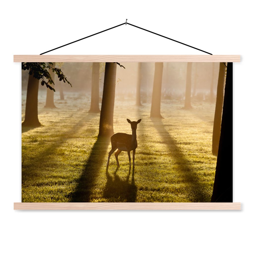 MuchoWow® Textilposter Hirsche - Sonne - Bäume 60x40 cm mit Produktbild 
