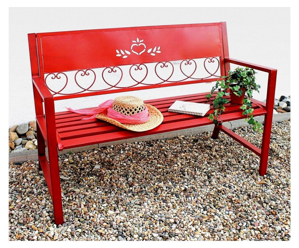 Gartenbank Metall Wetterfest Rot 120 cm 2-Sitzer Sitzbank