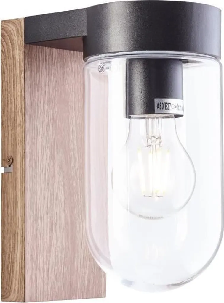 Applique Esterno CABAR Legno e Nero IP44 - Illuminazione Nordic Style