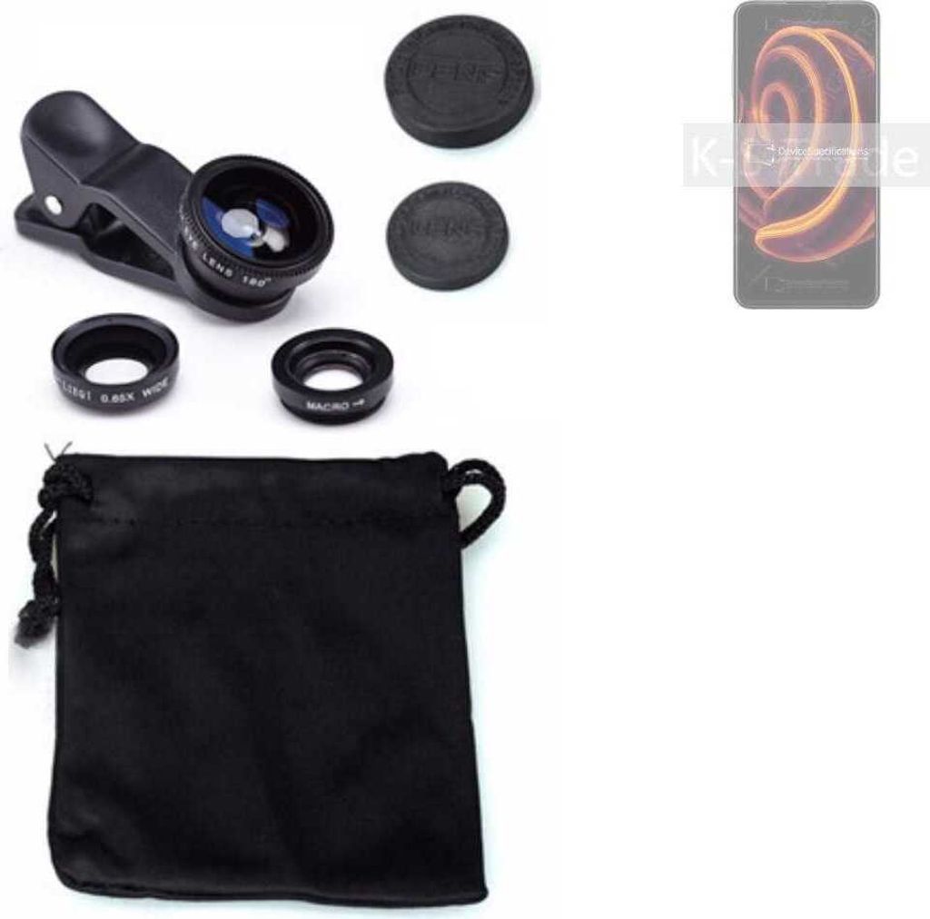 K-S-Trade Smartphone Kamera Linsen Set Kompatibel mit Ulefone Armor 10 3in1 Clip-On Kamera Adapter Macro Weitwinkel FishEye Fischauge Objektiv Linse