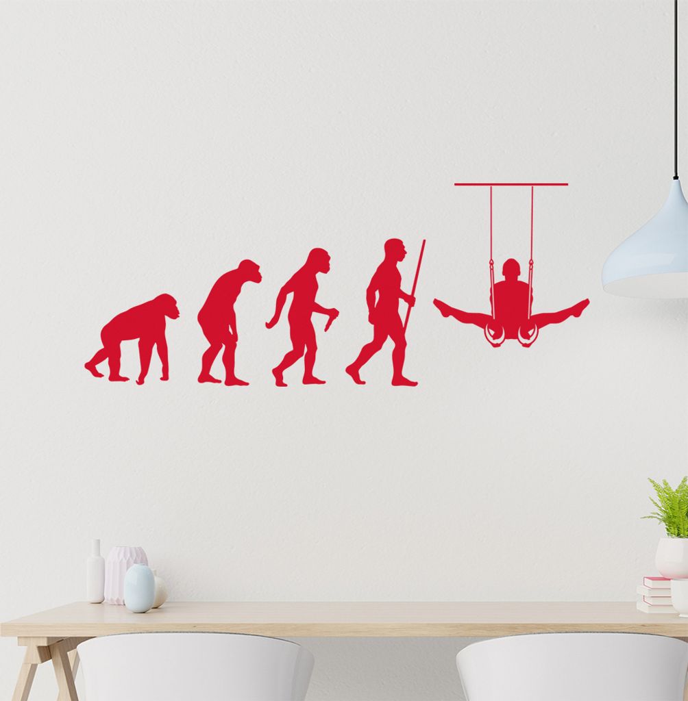 Turnen Ringe Evolution Wandtattoo Wandaufkleber Wall Sticker - Dekoration, Küche, Wohnzimmer, Schlafzimmer, Badezimmer