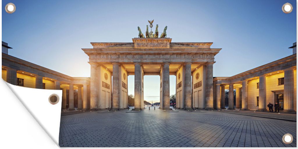 MuchoWow 160x80 cm Outdoor-Poster Gartendeko Sichtschutz Garten Poster für den Garten Brandenburger Tor - Berlin - Sonnenaufgang
