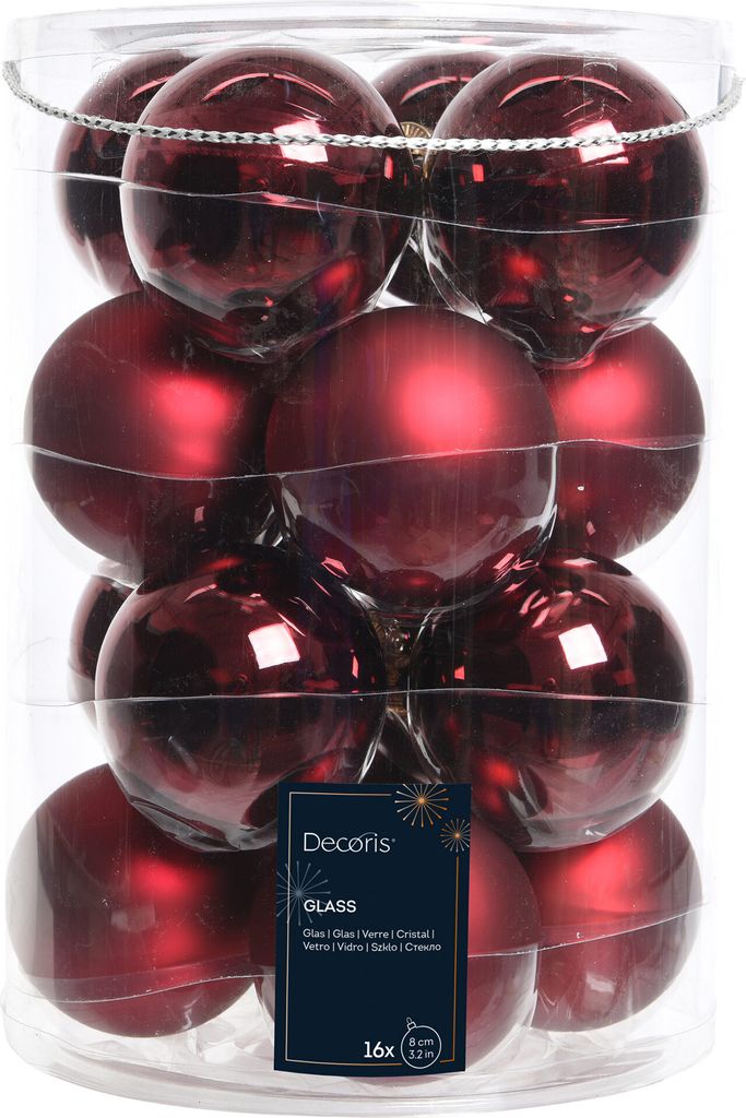 Weihnachtskugeln Glas 8cm 16 Stück - Ochsenblut Produktbild 