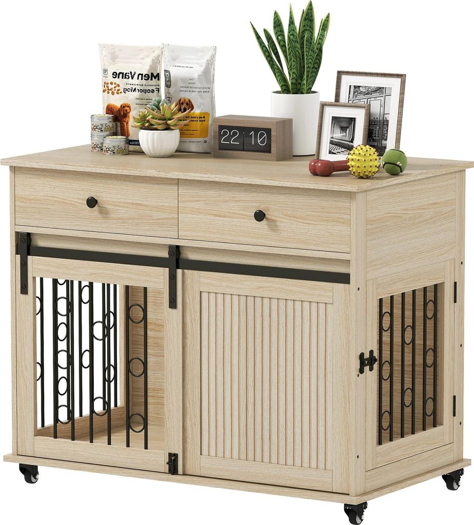 Hundekäfig Hundebox - Hundekäfig für Wohnung - 100 cm - Schiebetür abschließbar - Herausziehbare Bodenwanne