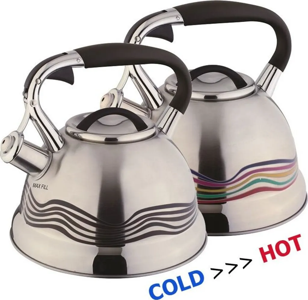 Bouilloire à sifflet 2,7L induction avec indicateur de chaleur