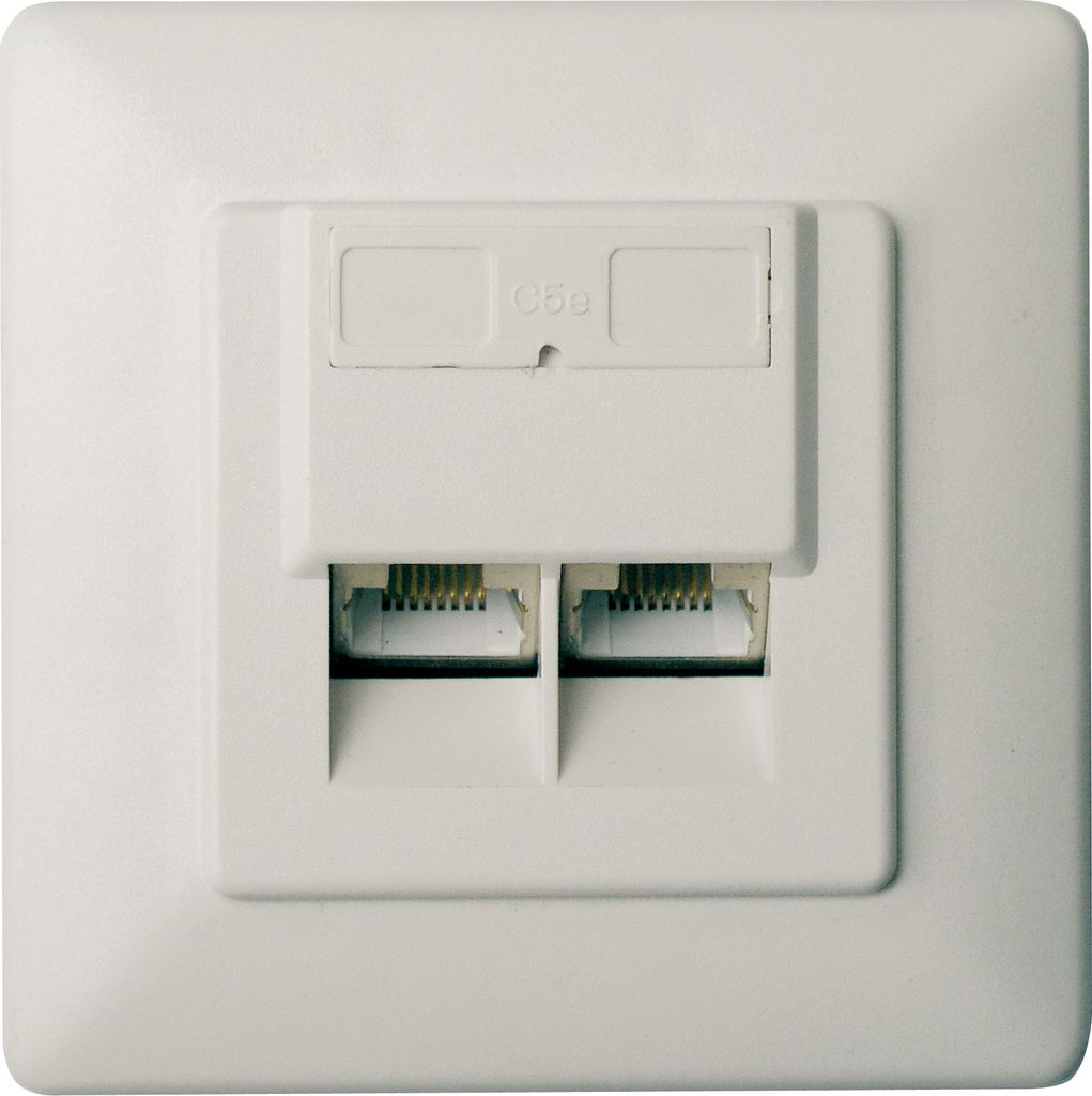 SCHWAIGER -TDU2428 531- Netzwerk Anschlussdose (UP) 2 RJ45 Buchsen (8P8C), Weiß