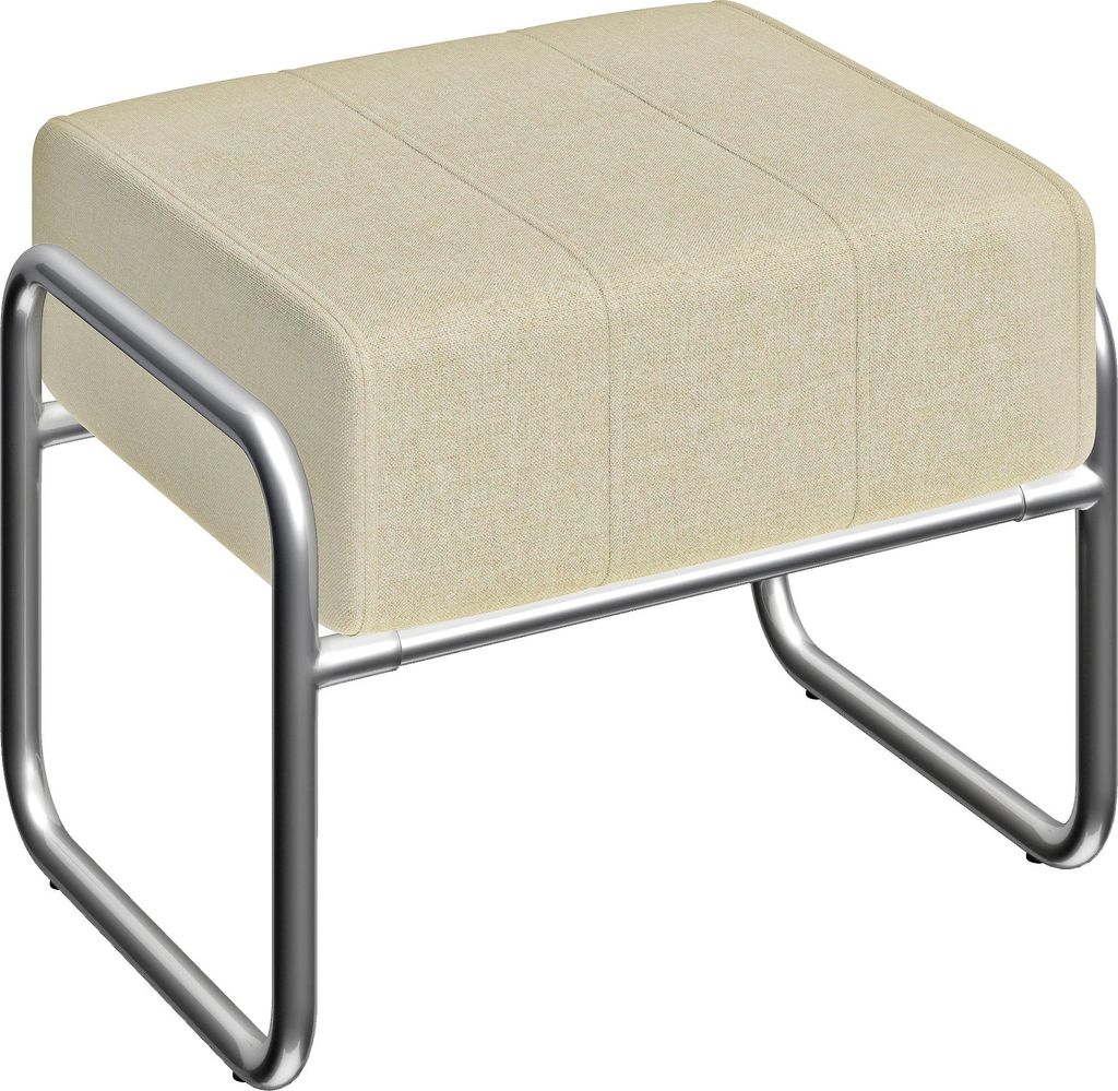 Fußhocker Sitzhocker Dick Gepolstert Hocker mit Chenille-Stoff Stahlbeinen für Schlafzimmer, Beige, 52x42x42 cm, Polyester